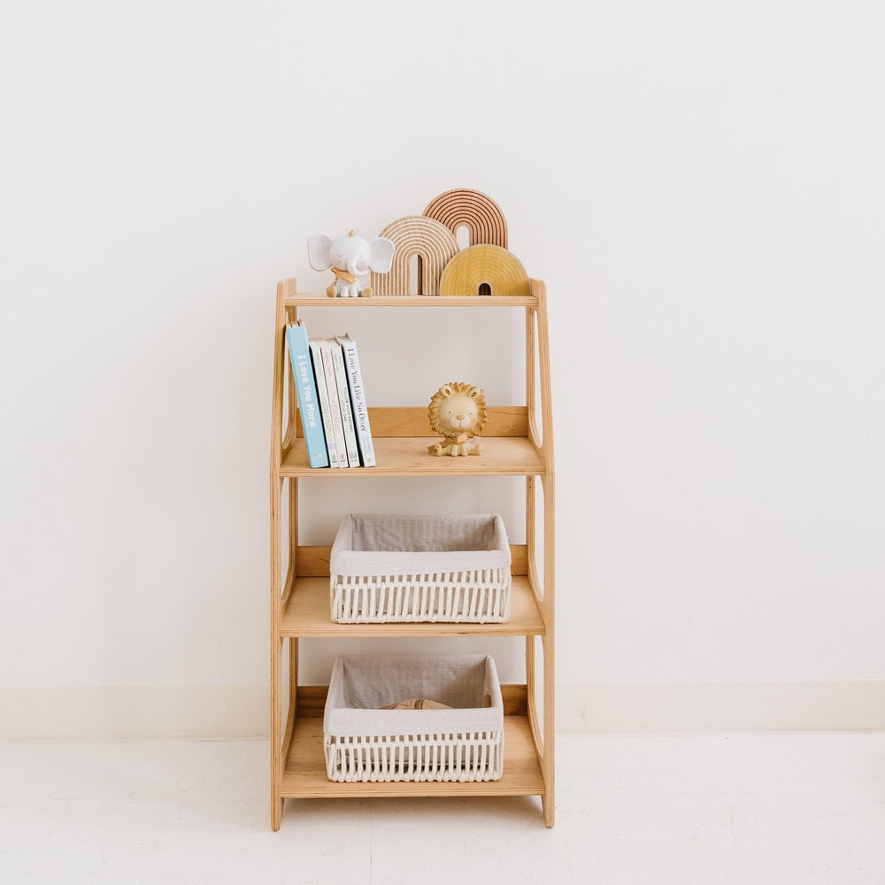 Wooden Clothing Rack with Shelves + 10 Hangers, Toddler Wardrobe, Kids and Baby clothing, Nursery Furniture, Baby shower, Montessori shelves