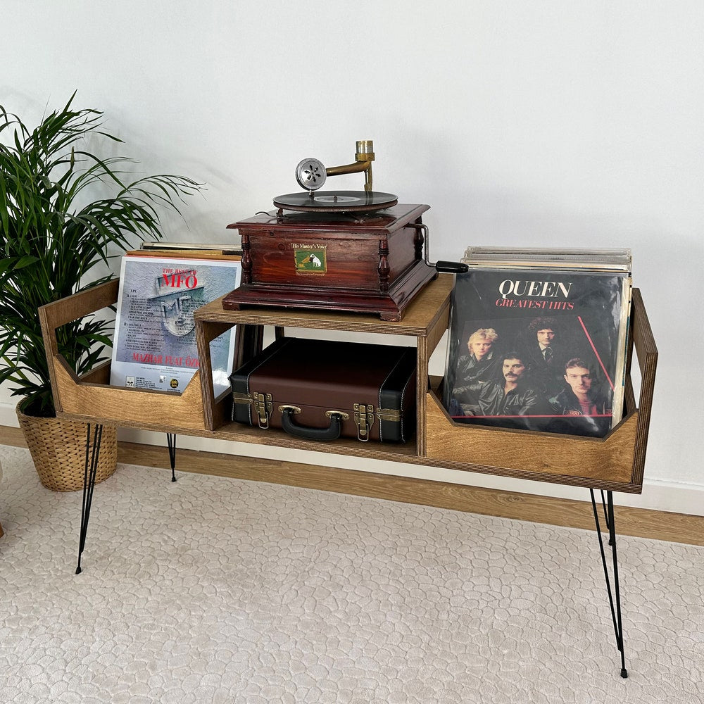 Vinyl Console, Record Player stand, Vinyl record cabinet, Record Console