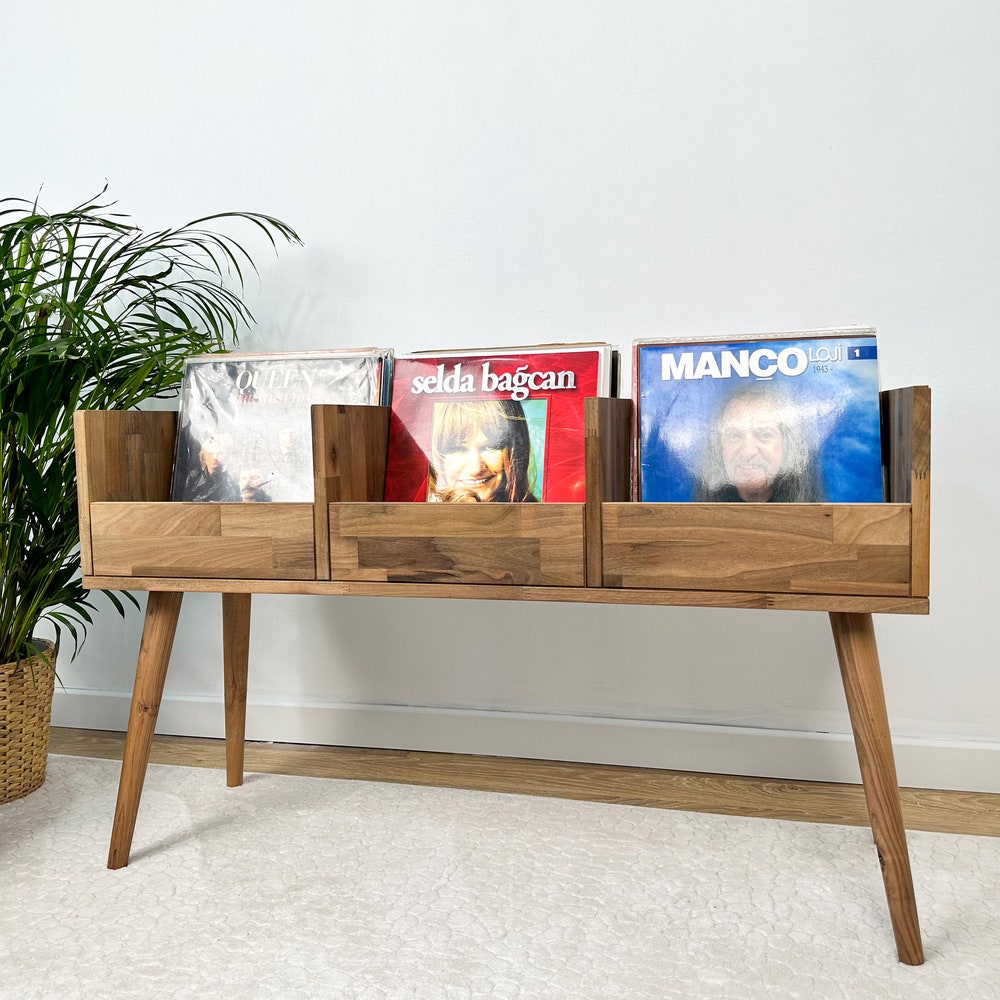 Walnut Vinyl Console, Vinyl Display, Vinyl Holder