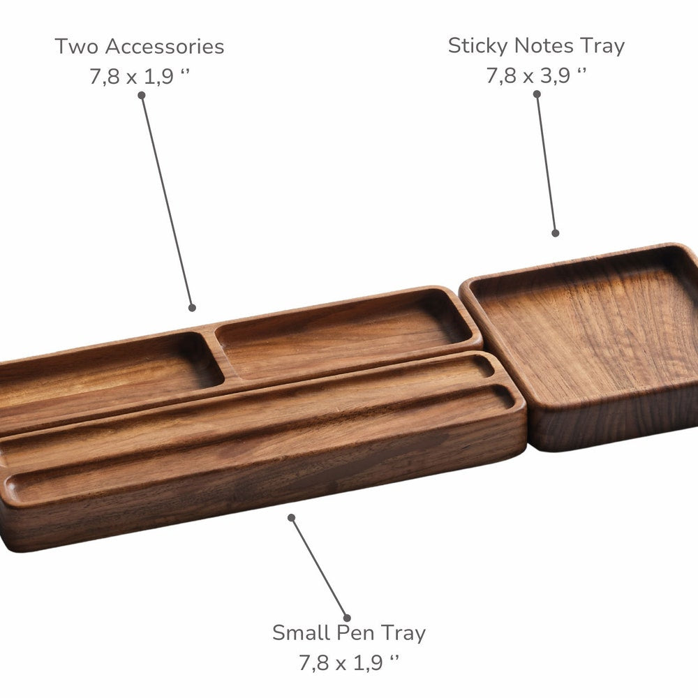 Wood Desk Organizer Set, Organizer for Accessory Storage, Custom & Personalized Organizers, Notes Tray, Gift