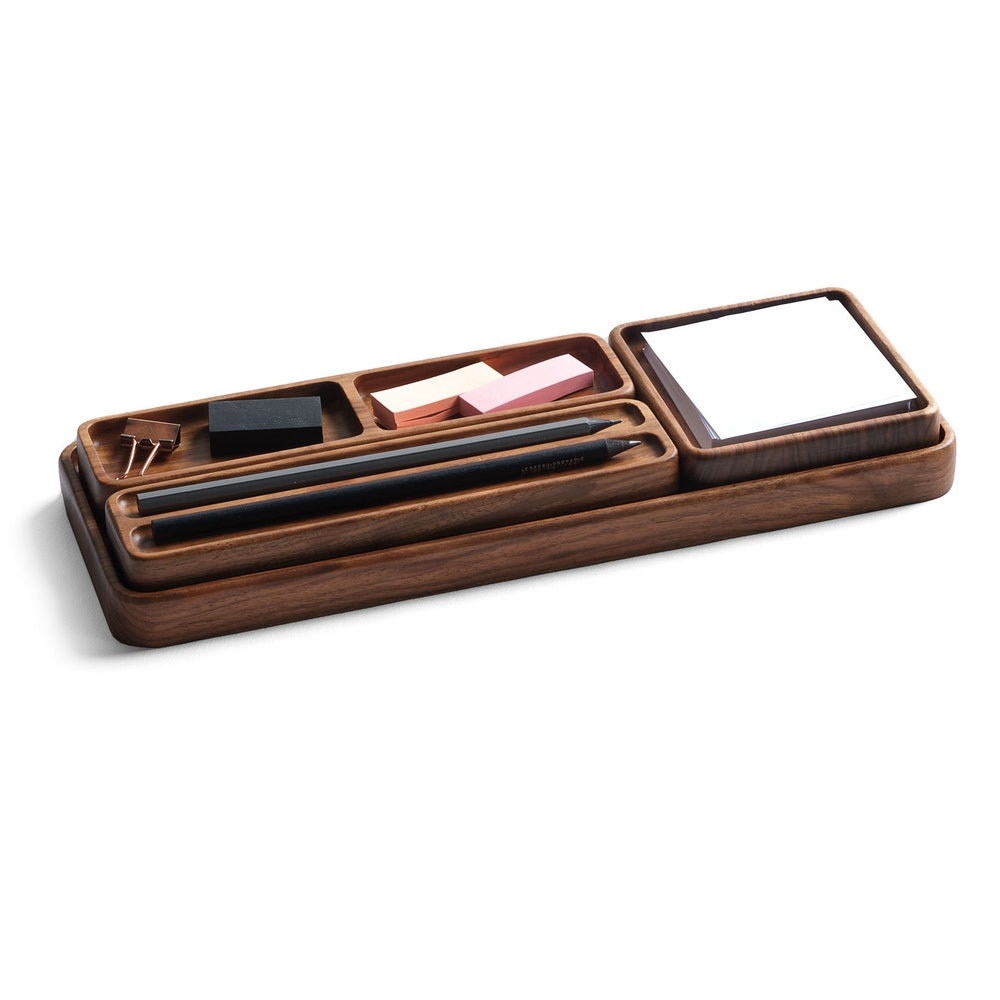 Wood Desk Organizer Set, Organizer for Accessory Storage, Custom & Personalized Organizers, Notes Tray, Gift
