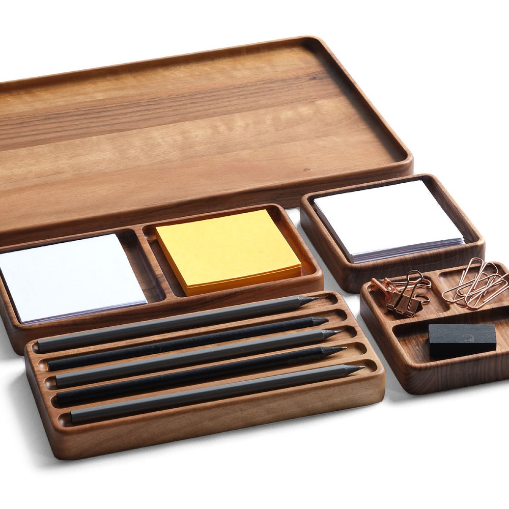 Wood Desk Organizer Set, Wood Organizer for Accessory Storage, Custom & Personalized Organizers
