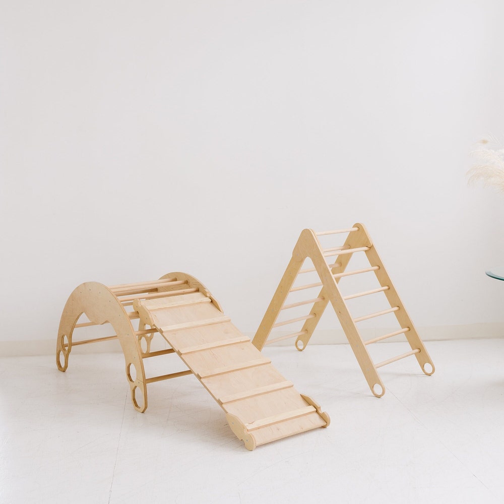 Climbing set, Arch with pillow, Foldable Montessori Climbing Triangle, Baby Indoor Playground, Toddler Gym Arch, Nursery Decor Gift