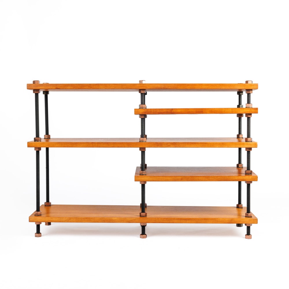 6 in 1 audio rack, Threaded Rods Double stand, LP Turntable Storage, Record Player Stand, Industrial Vinyl Table