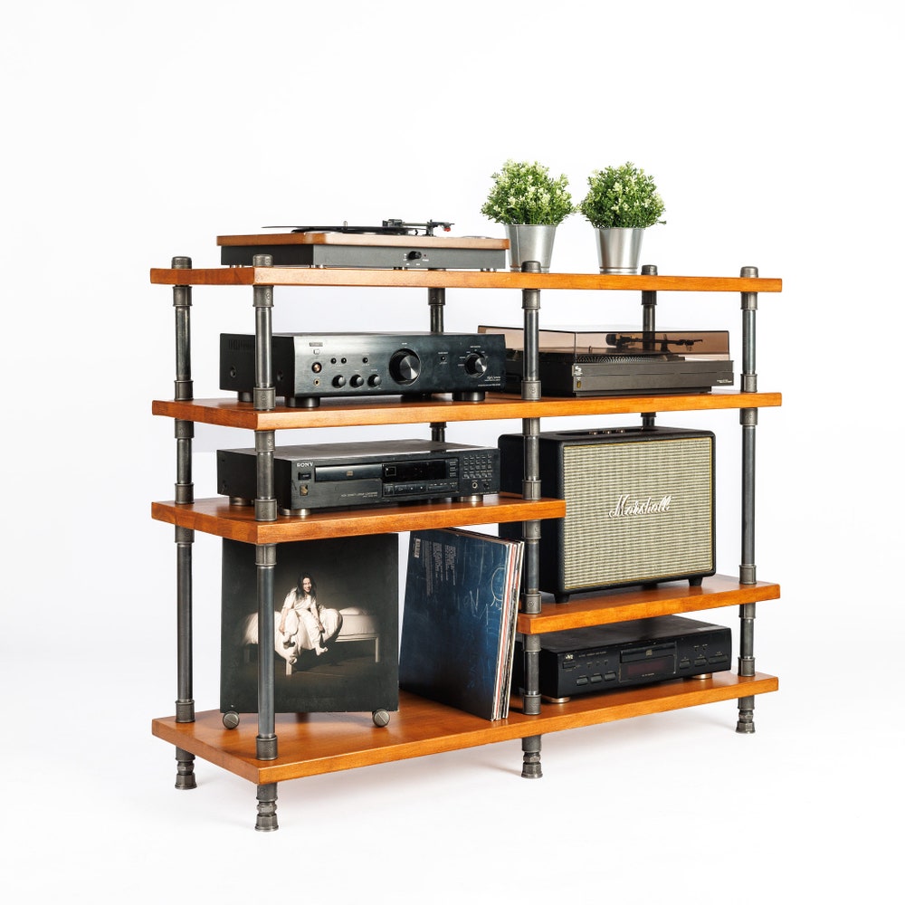 4 in 1 Industrial pipe stand, Vinyl  storage, Record storage, Record cabinet, Record player console