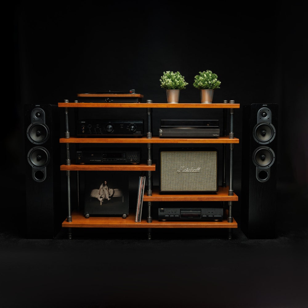 4 in 1 Industrial pipe stand, Vinyl  storage, Record storage, Record cabinet, Record player console