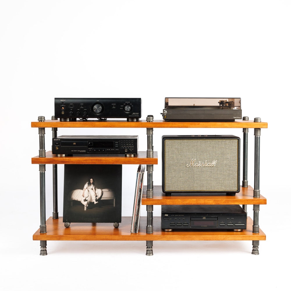 4 in 1 Industrial pipe stand, Vinyl  storage, Record storage, Record cabinet, Record player console