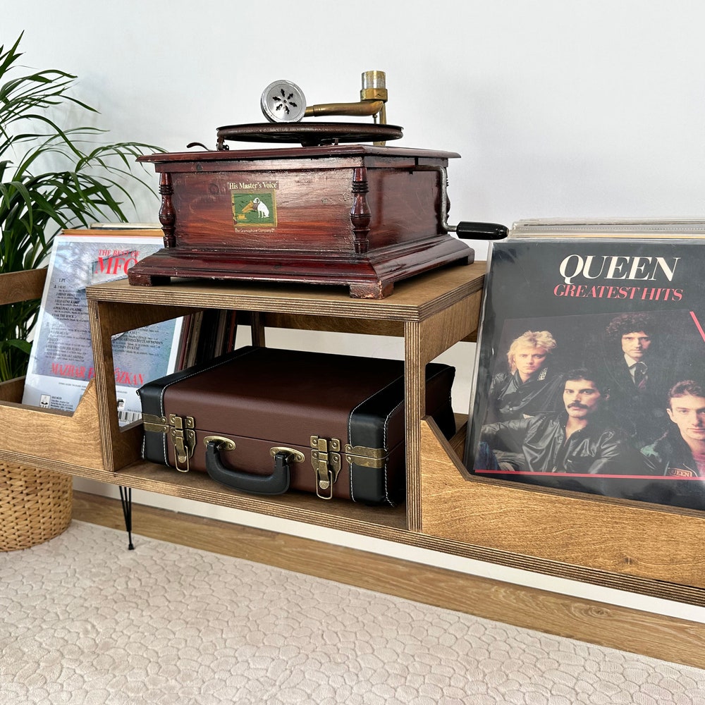 Vinyl Console, Record Player stand, Vinyl record cabinet, Record Console