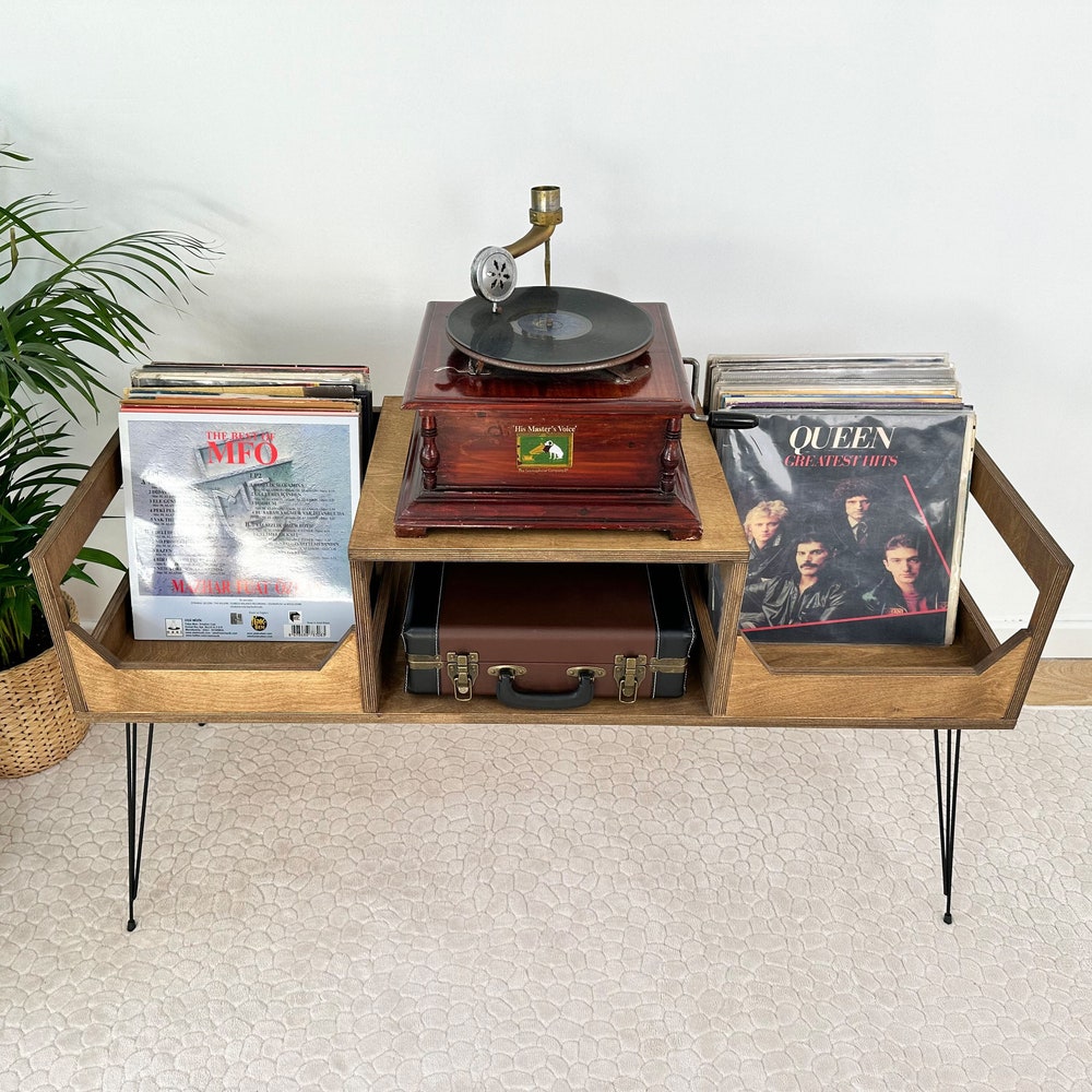 Vinyl Console, Record Player stand, Vinyl record cabinet, Record Console