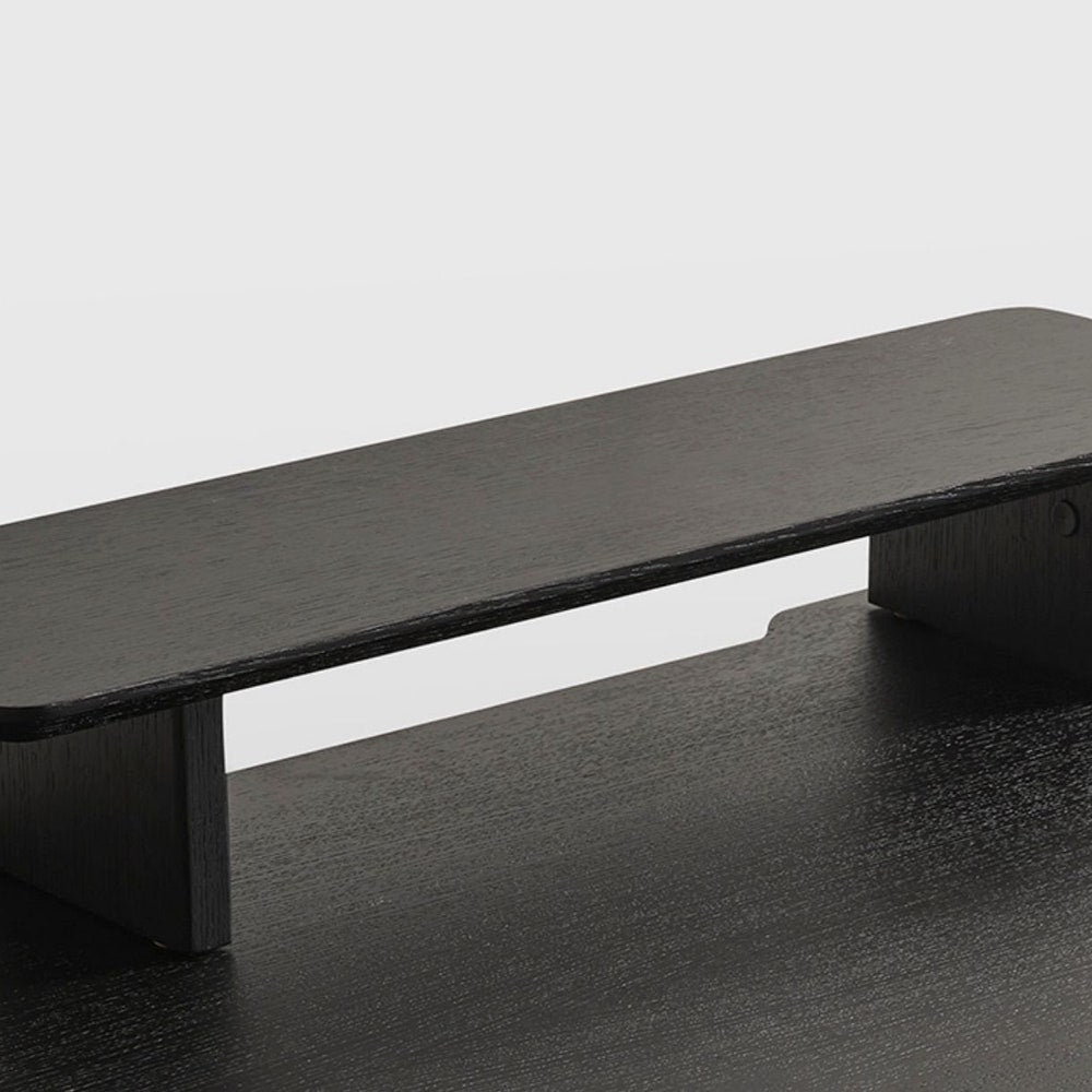 Custom Black Oak Wooden Monitor Stand, 31 Inch Computer Riser Shelf, Personalized Desk Gift, Ergonomic Wood Screen Riser in Custom Size