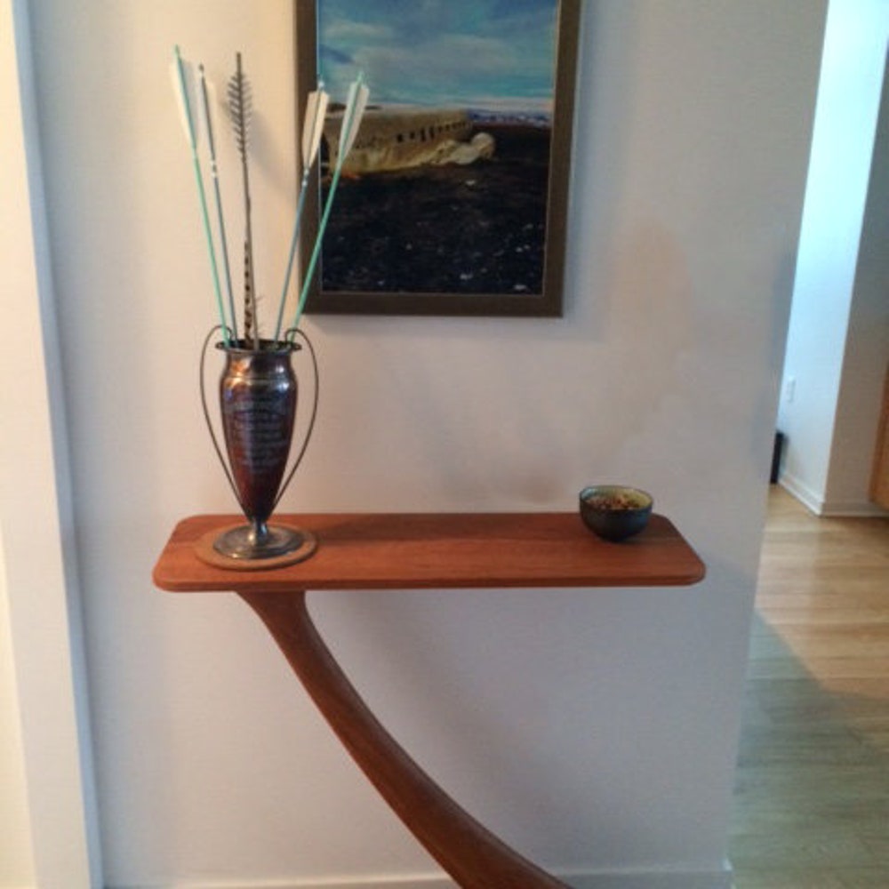 Cantilever Sofa Table | Mid Century Modern sofa Table | Modern console tab;e | Wood Side Table and End Table | Cherry Wood Side Table
