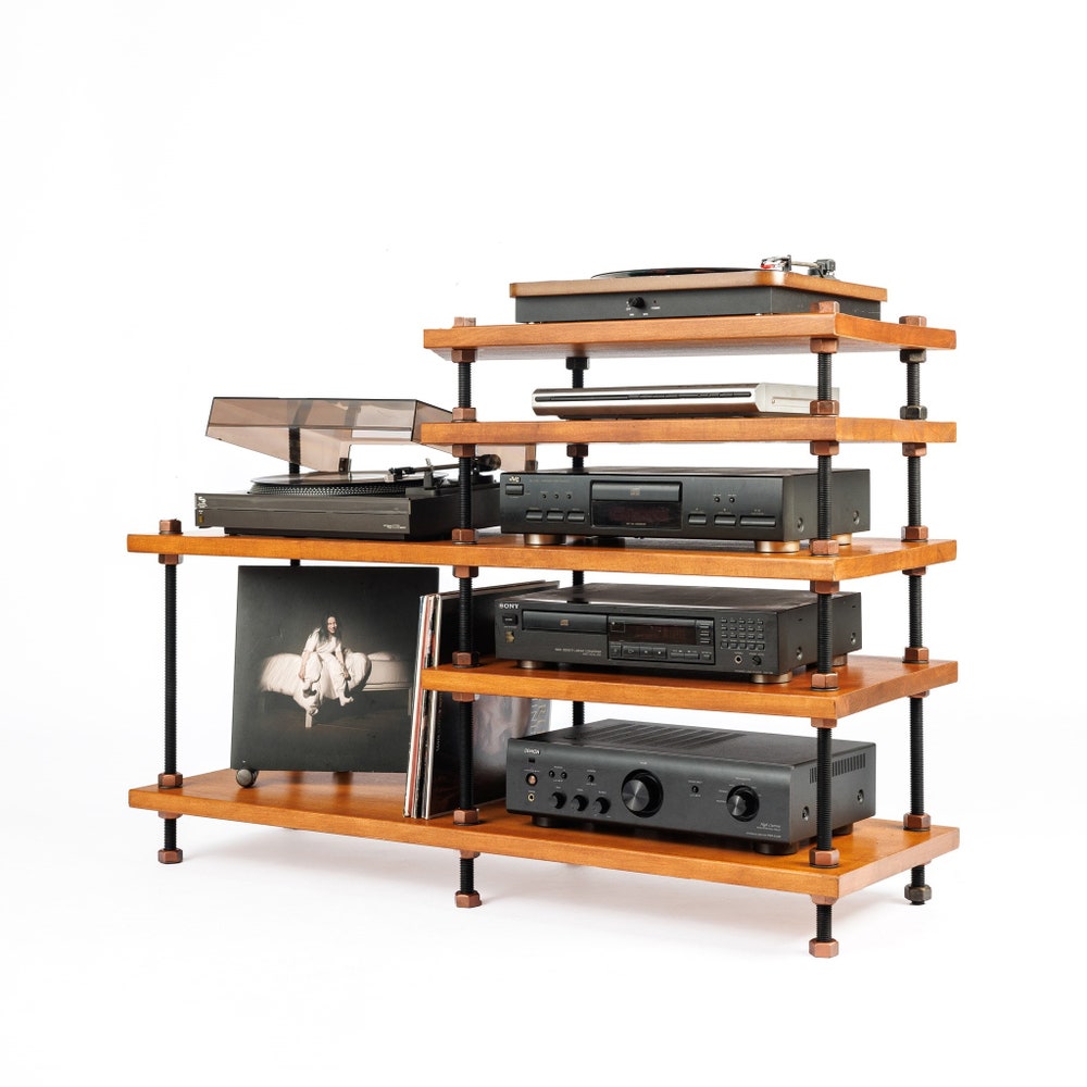 3 in 1 Rack variation,  Turntable Stand, Wood Furniture, Handmade Record Player Stand, Industrial Vinyl Table, Media Hifi TV Unit