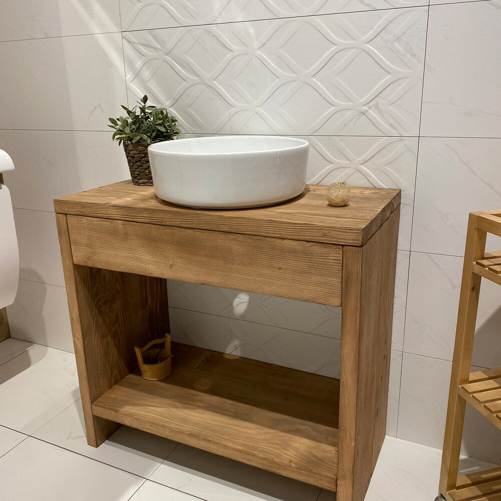 Bathroom Rustic Vanity, Reclaimed Wood Solid Bathroom Vanity, Live Edge Farmhouse Rustic Wood Decor, Counter Top Wood Table