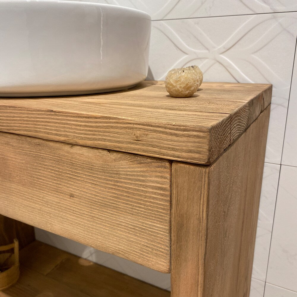 Bathroom Rustic Vanity, Reclaimed Wood Solid Bathroom Vanity, Live Edge Farmhouse Rustic Wood Decor, Counter Top Wood Table