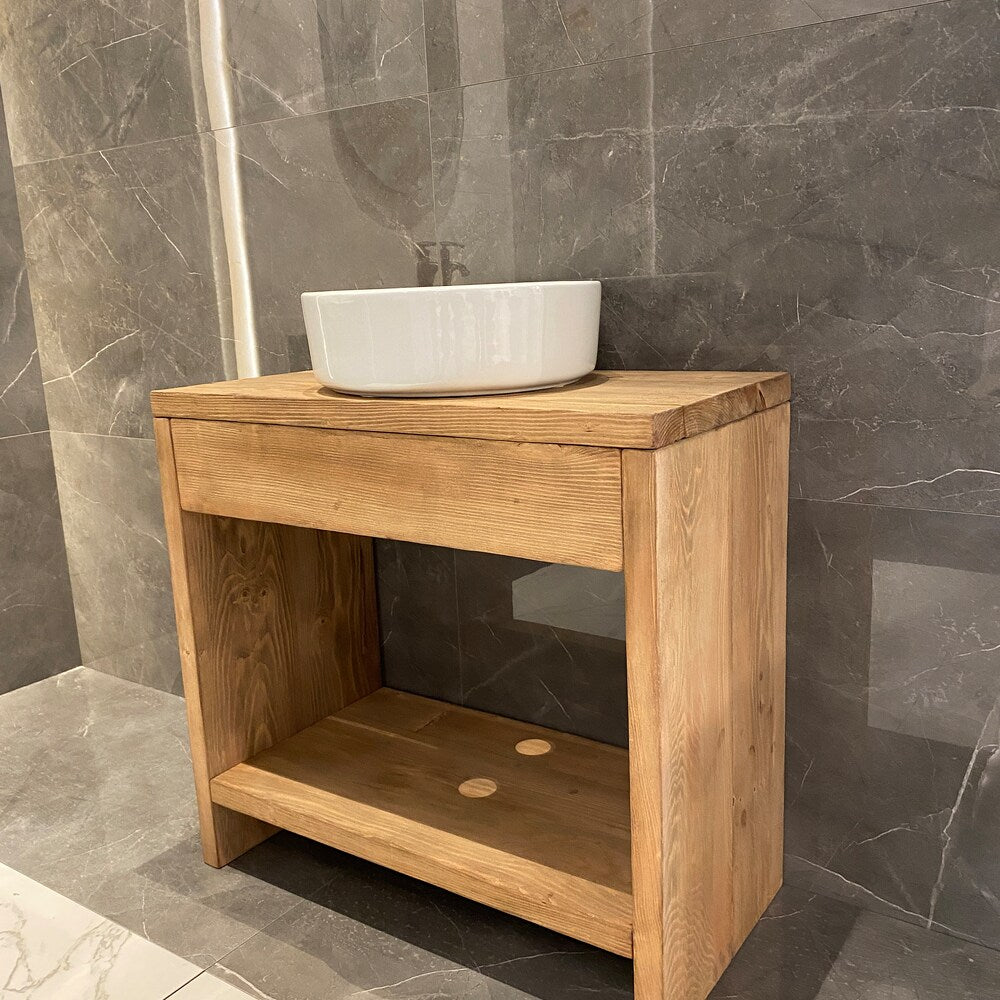 Bathroom Rustic Vanity, Reclaimed Wood Solid Bathroom Vanity, Live Edge Farmhouse Rustic Wood Decor, Counter Top Wood Table