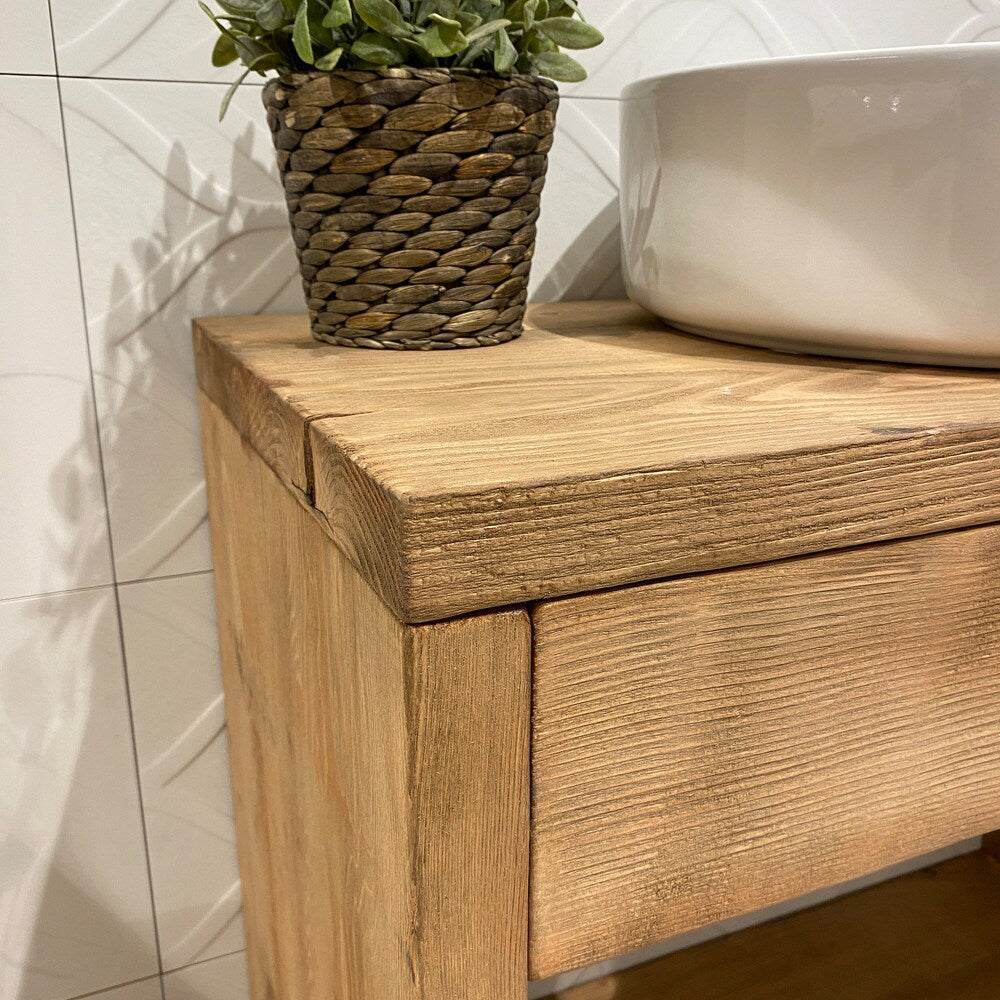 Bathroom Rustic Vanity, Reclaimed Wood Solid Bathroom Vanity, Live Edge Farmhouse Rustic Wood Decor, Counter Top Wood Table