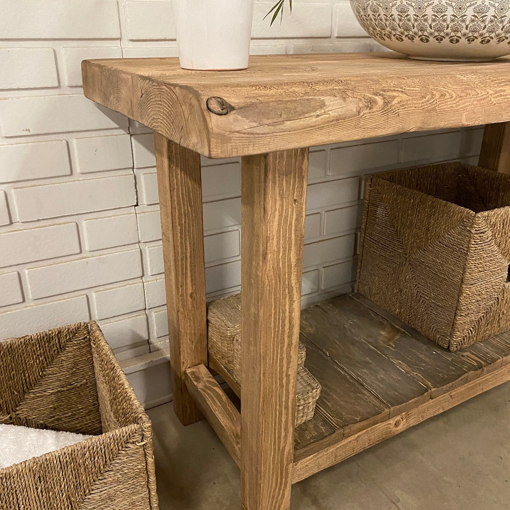 Bathroom Rustic Vanity, Reclaimed Wood Solid Bathroom Vanity, Live Edge Farmhouse Rustic Wood Decor, Counter Top Wood Table