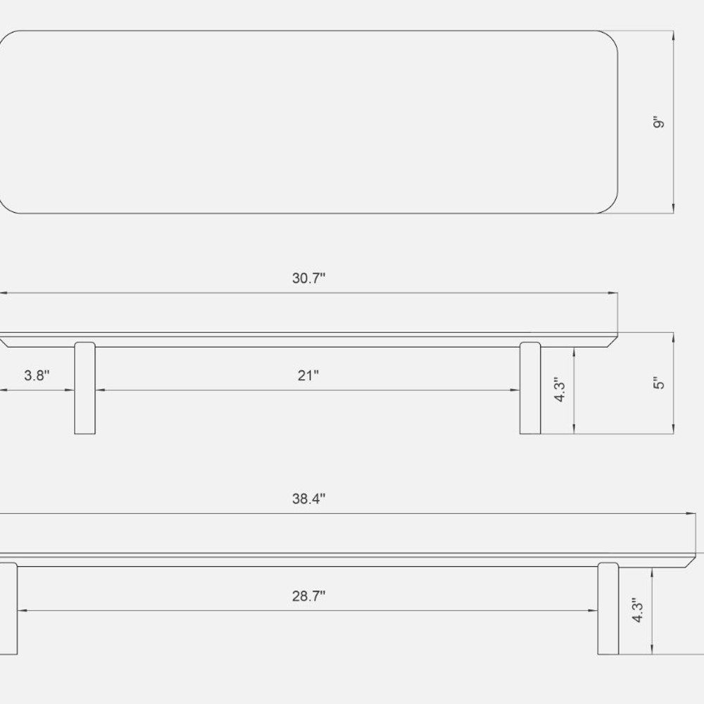 Wooden Monitor Stand, Custom Size Anthracite Monitor Stand, 38 Inch Wooden Screen Riser, Desk Shelf, Cream or Anthracite Monitor Riser
