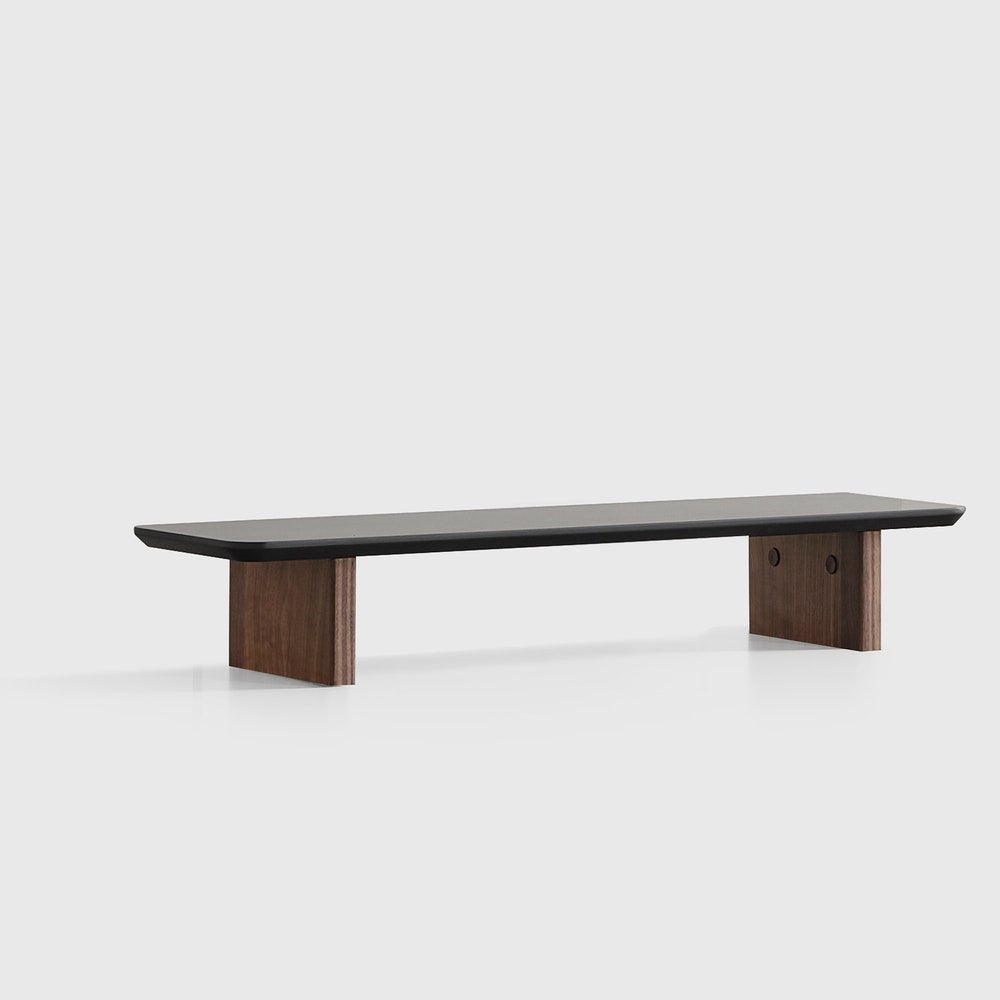Custom 31 Inch Wooden Monitor Stand, Anthracite or Cream Computer Riser, Personalized Wood Desk Shelf, Minimal Ergonomic Screen Stand