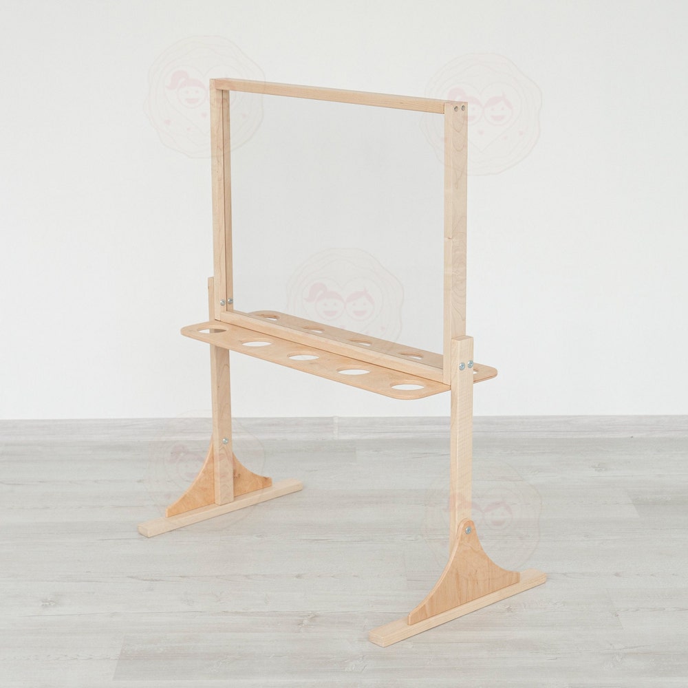 Acrylic Easel, Washable Easel, Wipe Off Easel, Art Display, Wood Easel, Children's Wood Free Standing Art Board