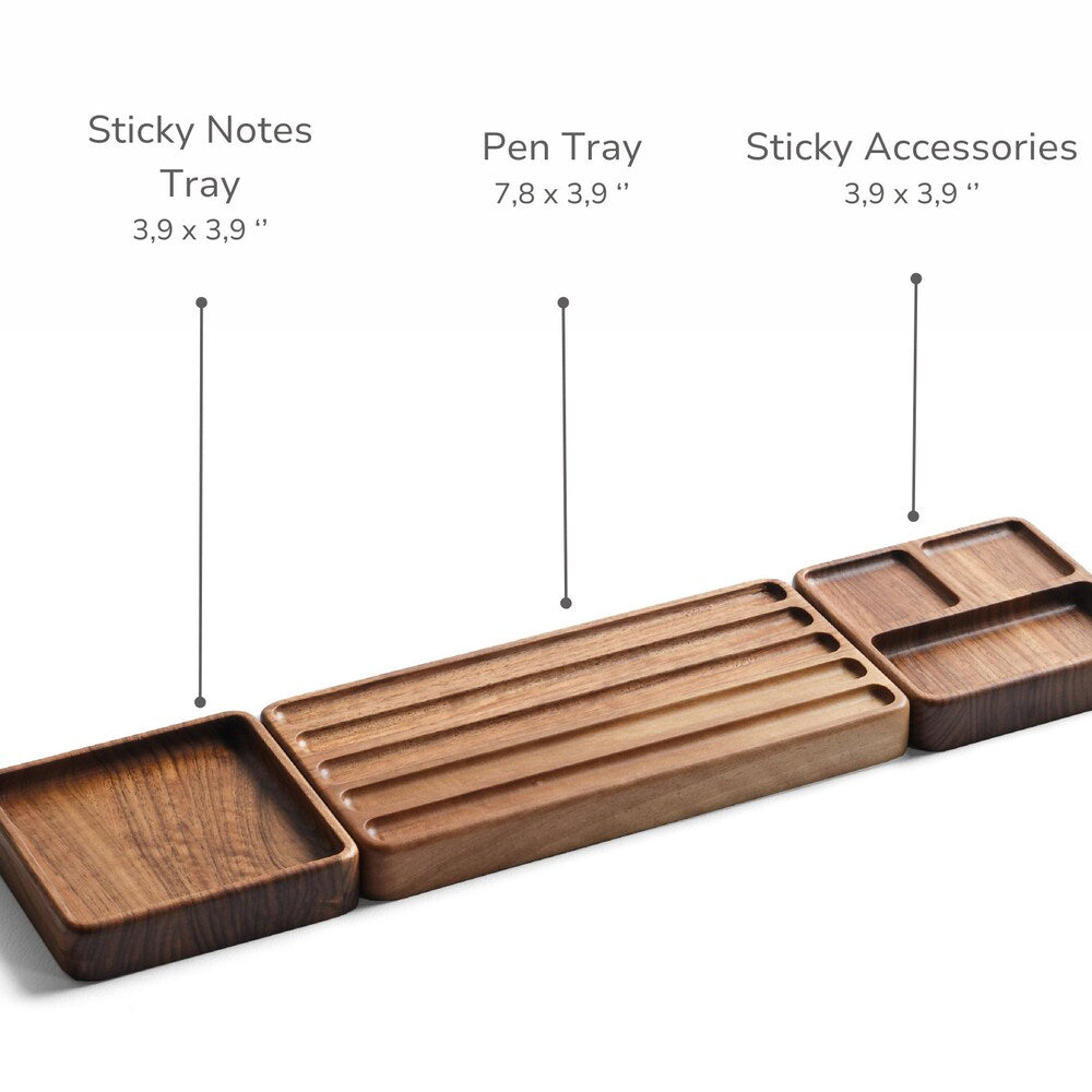 Custom Wood Desk Organizer Set with Note Tray – Personalized Wooden Office Accessories & Gift for Men, Women, Boss or Coworkers