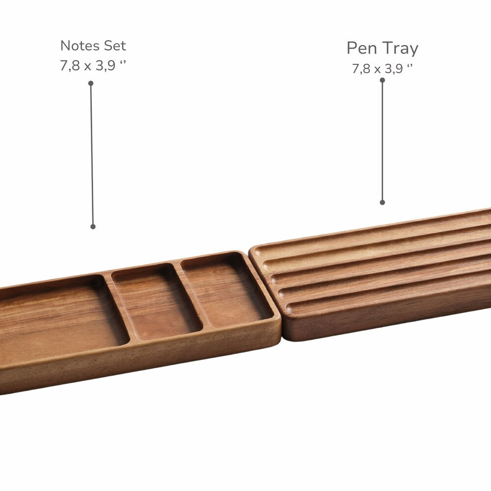 Wooden Desk Organizer Set, Wood Notes Tray, Personalizable Organizer, Minimalist Design