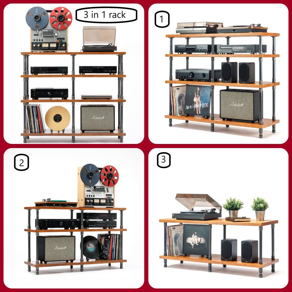 3 in 1 Rack Variation, Audio equipment stand, Gold Turntable Stand, Brass Fitting stand
