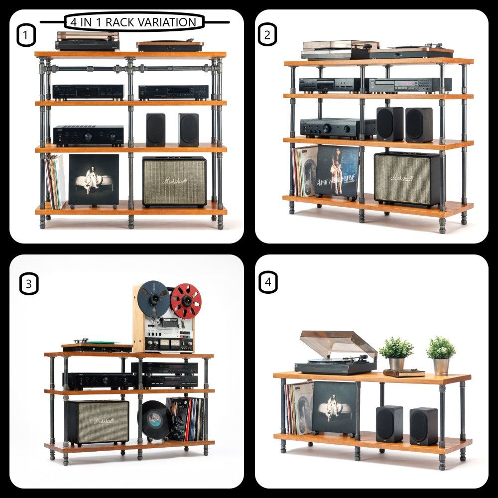 4 in 1 Rack variation, Gold Turntable Stand, Brass Fitting stand