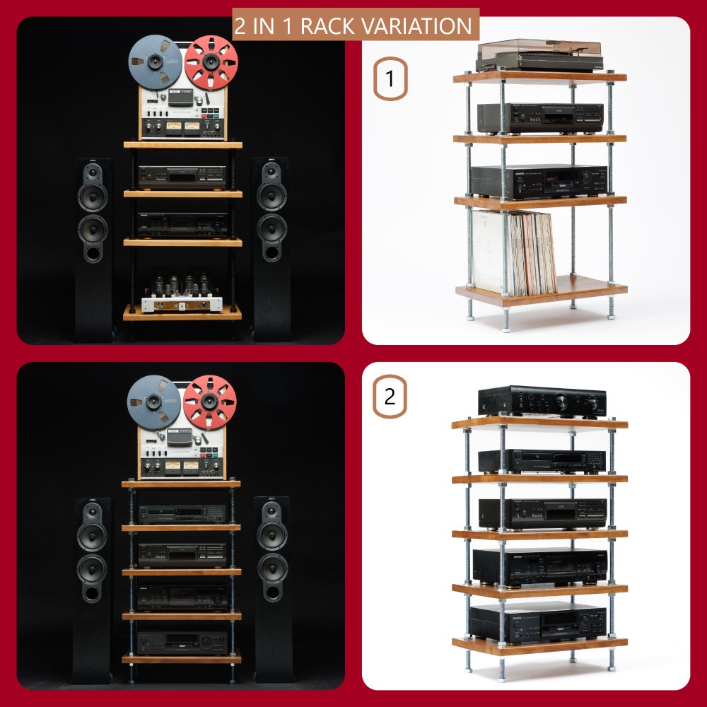 2 IN 1 Rack BEST SELLER, Simple bolts 5 Tier Threaded Rod Stand, Industrial  rod stand, vinyl stand, audio rack, Industrial turnable stand
