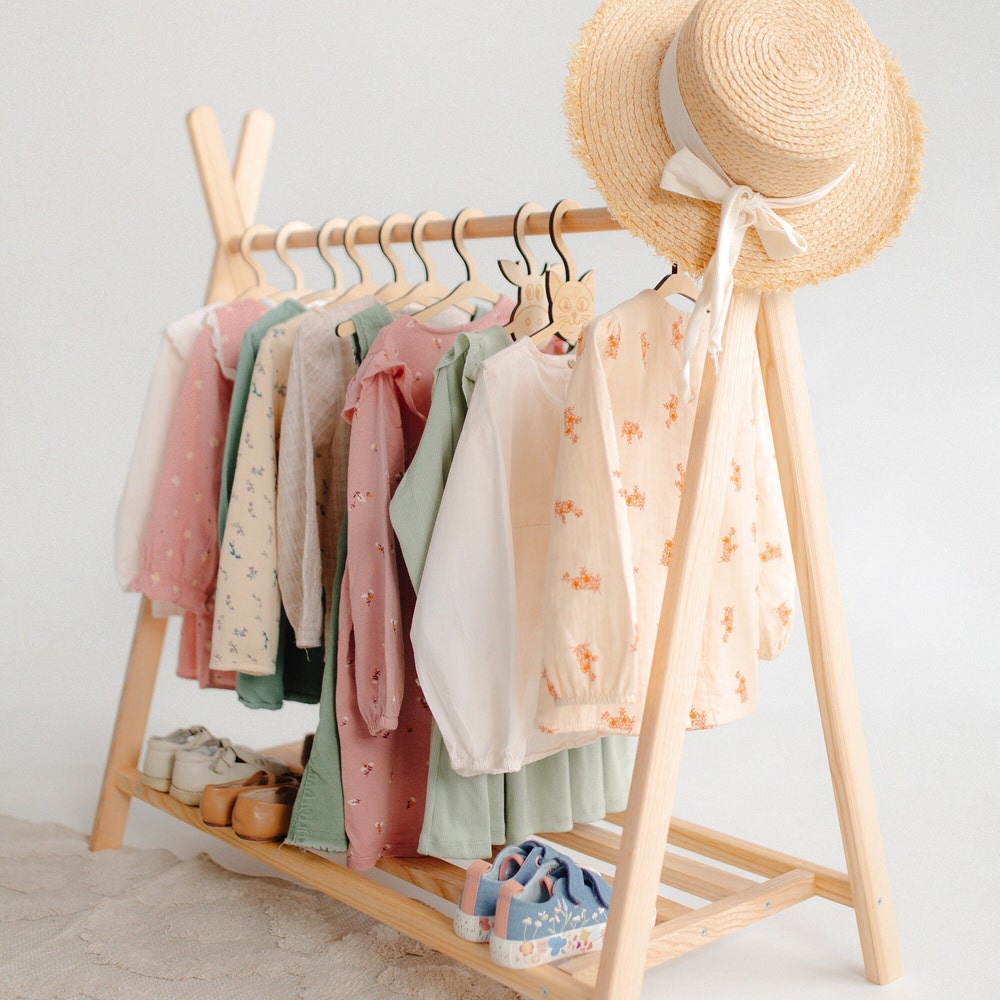 born Baby Wardrobe Organizer: Clothing Rack, Shelves, and Hangers Set, new mom gift, baby closet dividers, Toddler closet organizer