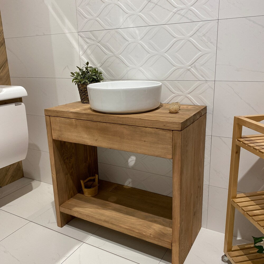 Bathroom Rustic Vanity, Reclaimed Wood Solid Bathroom Vanity, Live Edge Farmhouse Rustic Wood Decor, Counter Top Wood Table