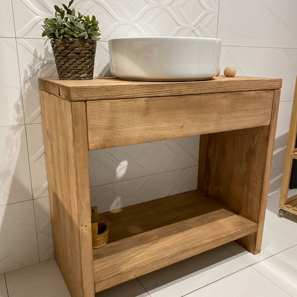 Bathroom Rustic Vanity, Reclaimed Wood Solid Bathroom Vanity, Live Edge Farmhouse Rustic Wood Decor, Counter Top Wood Table