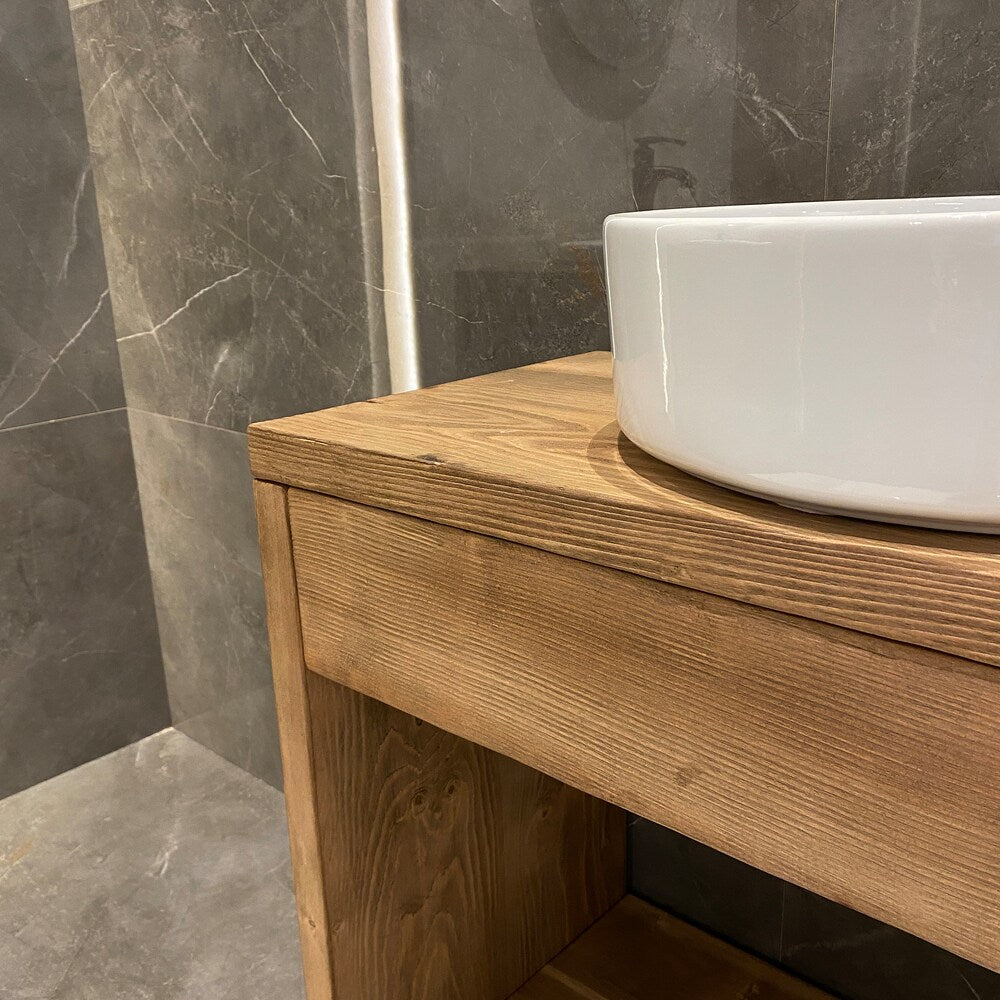Bathroom Rustic Vanity, Reclaimed Wood Solid Bathroom Vanity, Live Edge Farmhouse Rustic Wood Decor, Counter Top Wood Table