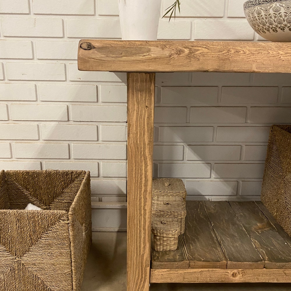 Bathroom Rustic Vanity, Reclaimed Wood Solid Bathroom Vanity, Live Edge Farmhouse Rustic Wood Decor, Counter Top Wood Table