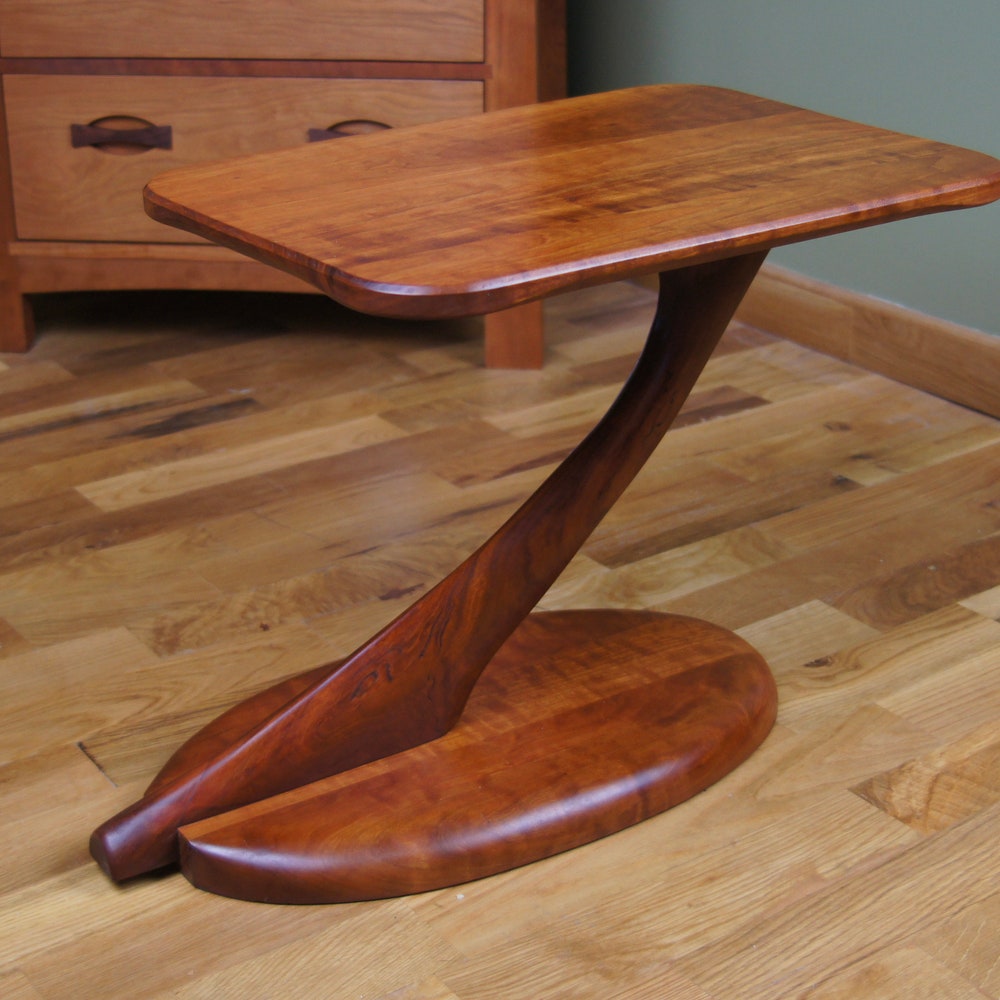 Cantilever Side Table, Mid Century Modern Minimalist, Solid Wood Handmade, Hardwood Living Room Furniture, Small Nightstand, Unique Table