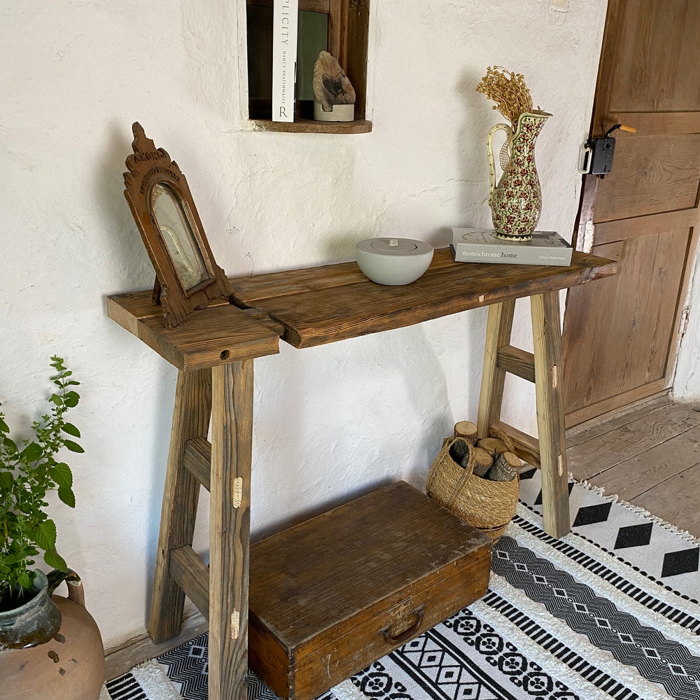 Console Table, Unique Rustic/Reclaimed Wood, Custom Farmhouse Hallway Sofa Entrway Wooden Solid Foyer Dresser Entry Table Gift for Women/Her