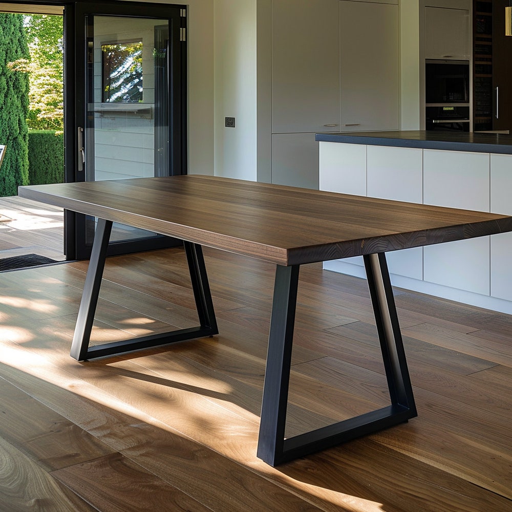 The Taber Walnut Dining Table, Handcrafted Solid Wood Dining Table, Modern Style Kitchen Table