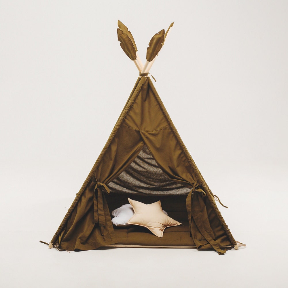 Toddler Teepee Tent for Kids with Soft mat and pillows, Indoor Playroom, Nursery Boho Decor, 1st Birthday Gift, Baby Shower Decoration Theme