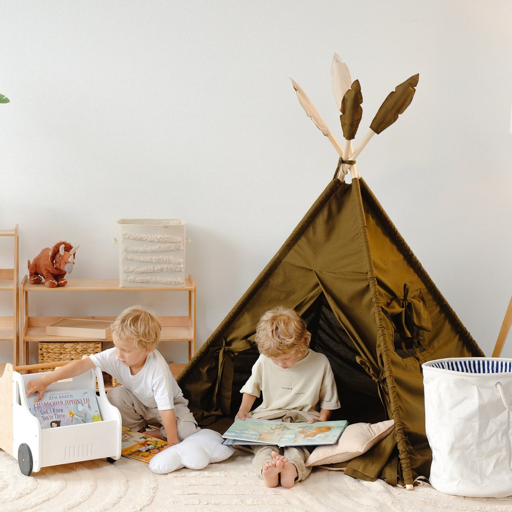 Toddler Teepee Tent for Kids, Indoor Playroom, Nursery Boho Decor, 1st Birthday Gift, First Christmas Present, Baby Shower Decoration Theme