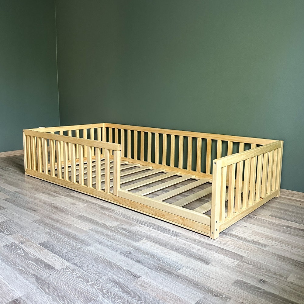 Toddler Floor Bed Choose The Color Option | Montessori Inspired Bed | Floor Bed with 6.3cm Between Rails | Toddler Bed | Co-Sleeping Bed