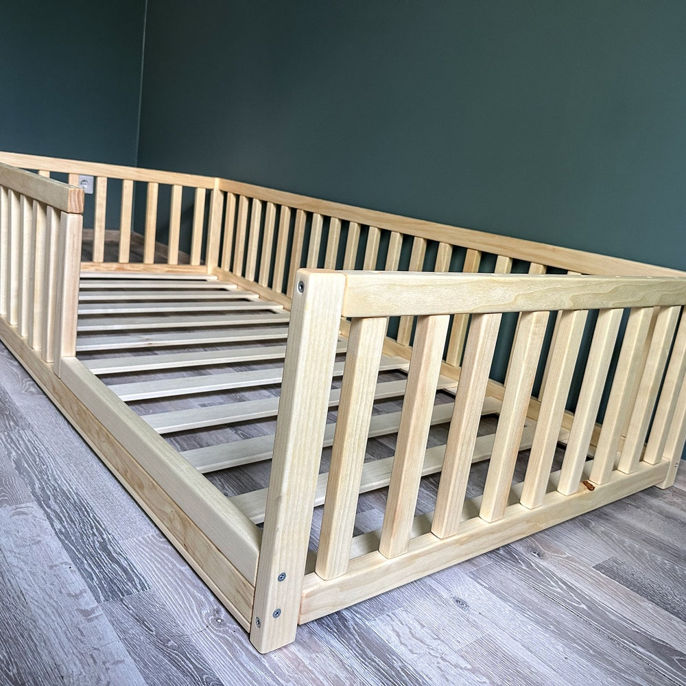 Toddler Floor Bed Choose The Color Option | Montessori Inspired Bed | Floor Bed with 6.3cm Between Rails | Toddler Bed | Co-Sleeping Bed