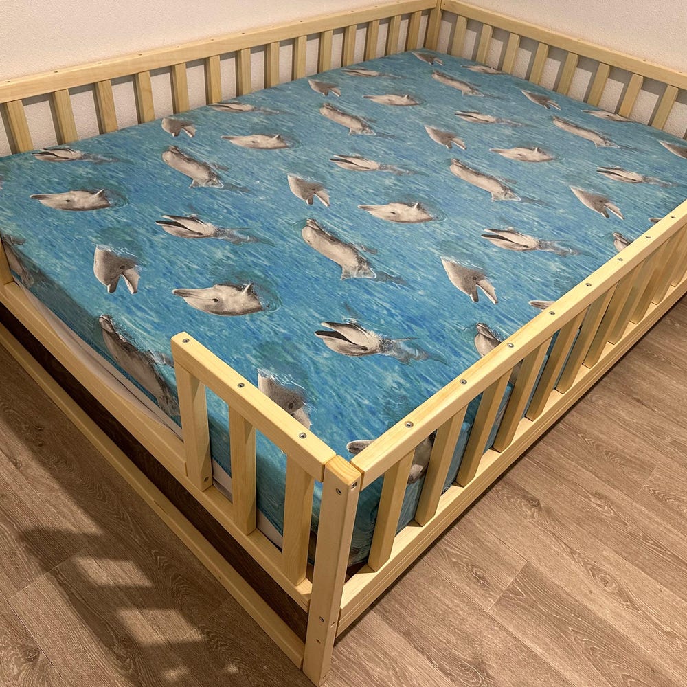 Toddler Bed with Legs and Rails | Montessori Inspired Bed | Handcrafted Floor Bed with Risers | Transition Bed for Toddlers | Bodenbett