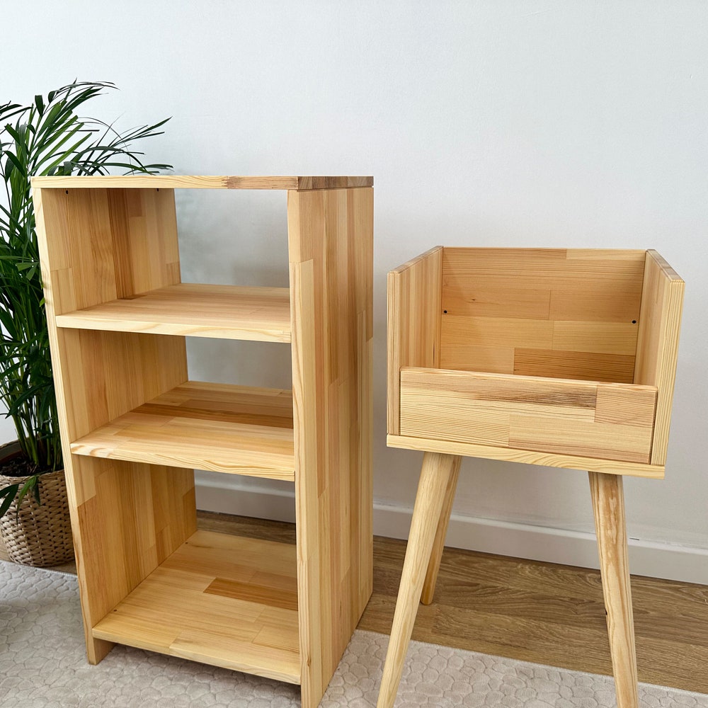 Wooden Record Player Stand, Vinyl Console, Vinyl Record Console, Dual set record player and vinyl console