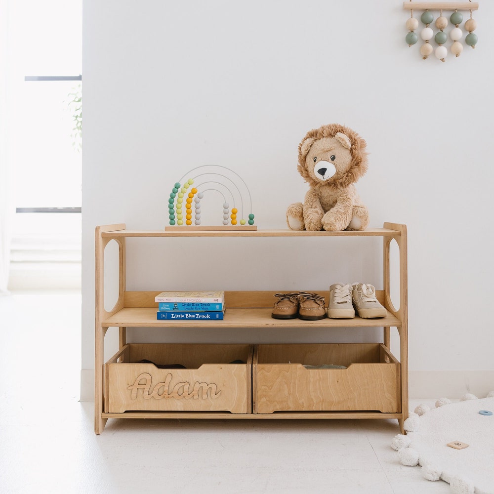 Educational Montessori Inspired Shelves for Preschool Classroom, Kids bookshelf, Toddler Furniture, Playroom Storage, Open shelf unit