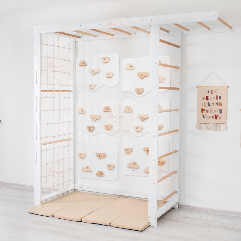90x90" Swedish Ladder, Montessori Climbing Wall, Climb Board for Kids, Indoor Climbing Wall, Toddler Climbing Gym, Monkey Bars, Indoor Swing