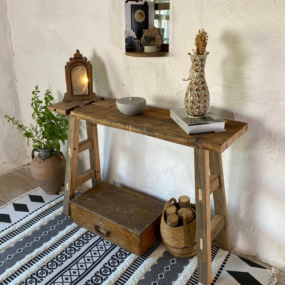 Console Table, Unique Rustic/Reclaimed Wood, Custom Farmhouse Hallway Sofa Entrway Wooden Solid Foyer Dresser Entry Table Gift for Women/Her