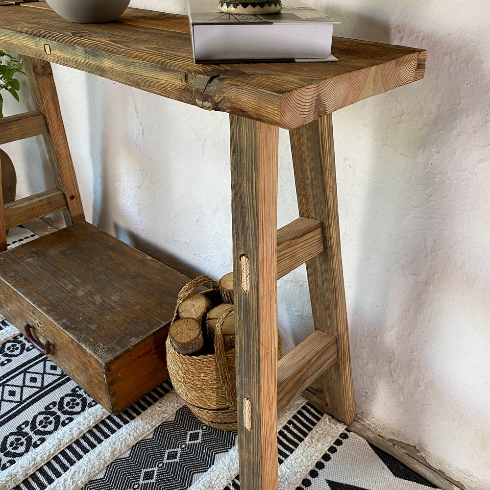 Console Table, Unique Rustic/Reclaimed Wood, Custom Farmhouse Hallway Sofa Entrway Wooden Solid Foyer Dresser Entry Table Gift for Women/Her