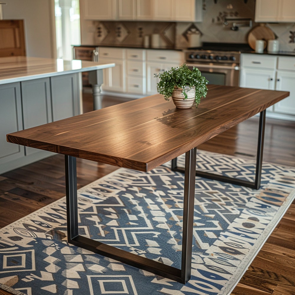 The Underhill Walnut Dining Table, Handcrafted Solid Wood Dining Table, Modern Style Kitchen Table