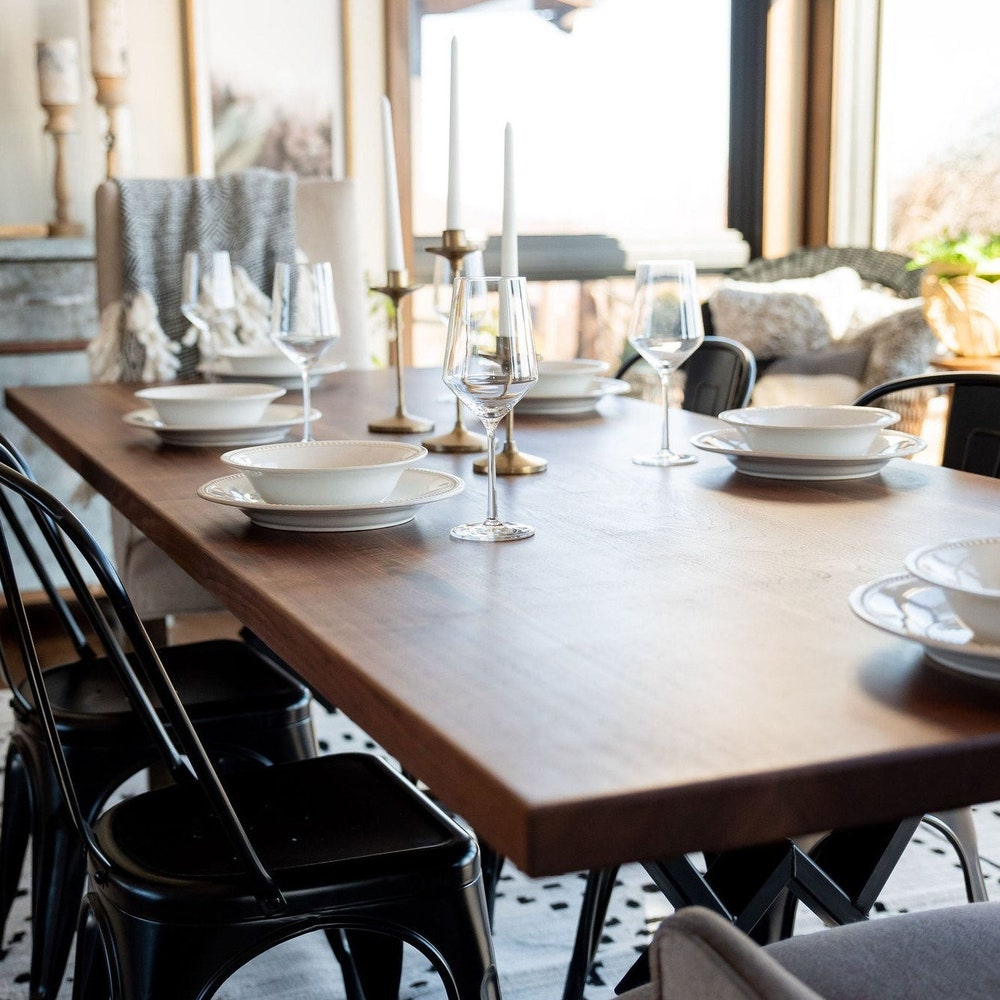 The Payne Walnut Dining Table, Handcrafted Solid Wood Dining Table, Family Dining Table