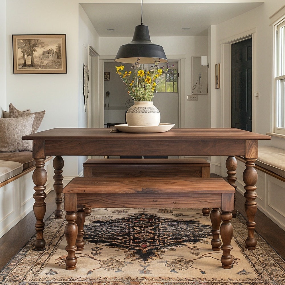 The Cook Walnut Dining Table, Handcrafted Solid Wood Dining Table, Family Dining Table